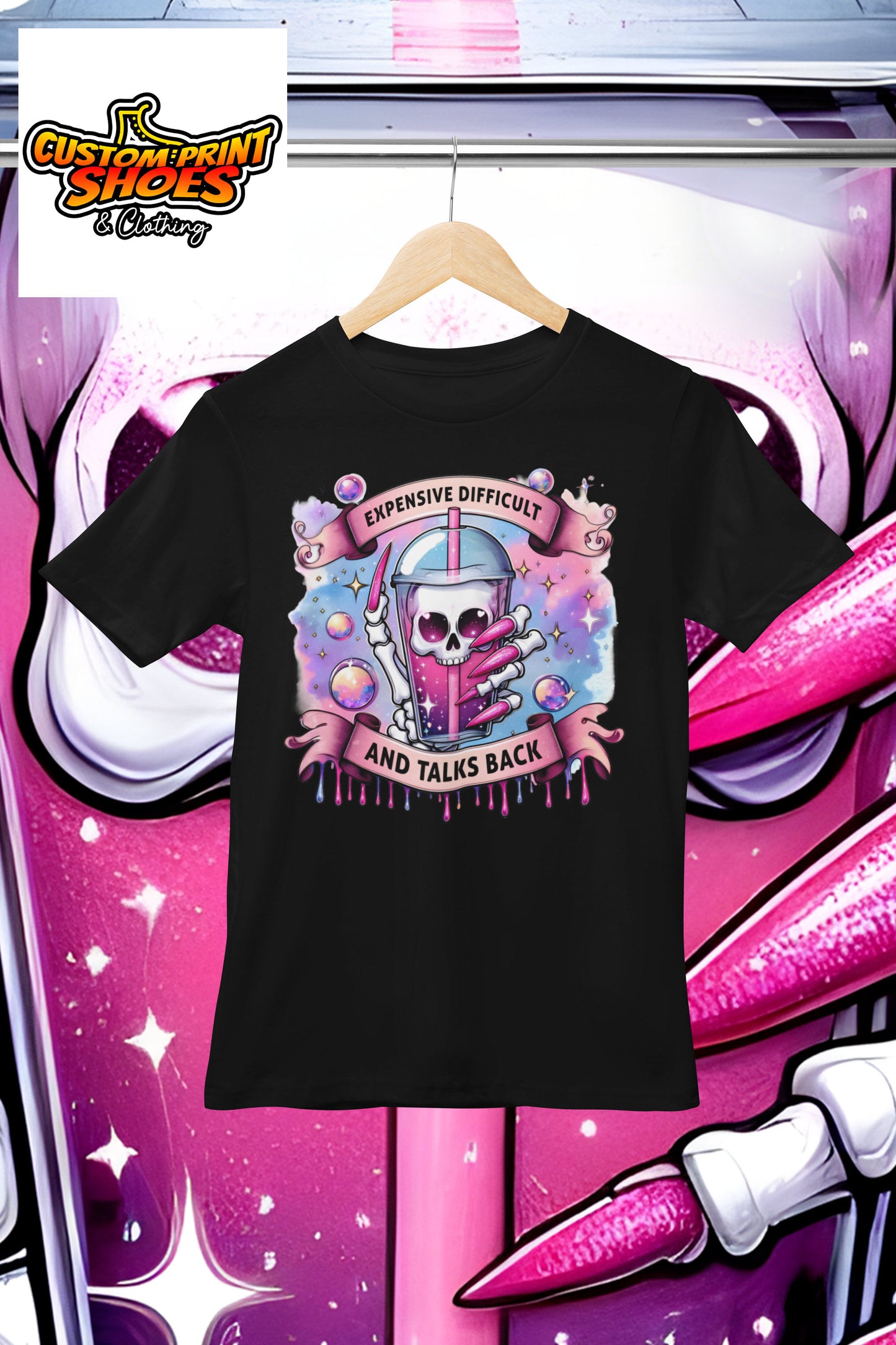 Custom Printed T-Shirt | Funny Sarcastic Style Comedy | Expensive Difficult & Talks Back | Personalised Novelty Gift