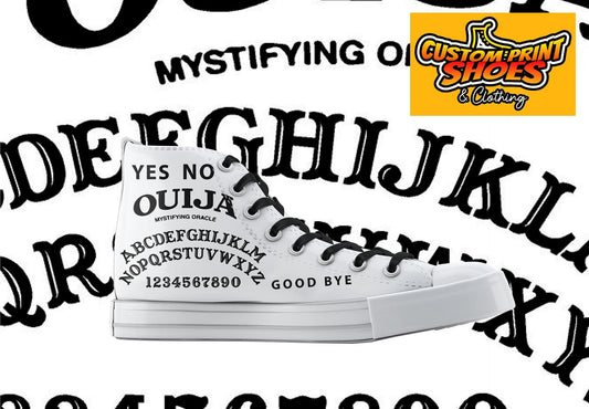 Custom Printed Converse Style Canvas Medium/High Top Trainers Shoes | Gothic Ouija Board Horror | Art Lovers Personalised Gift