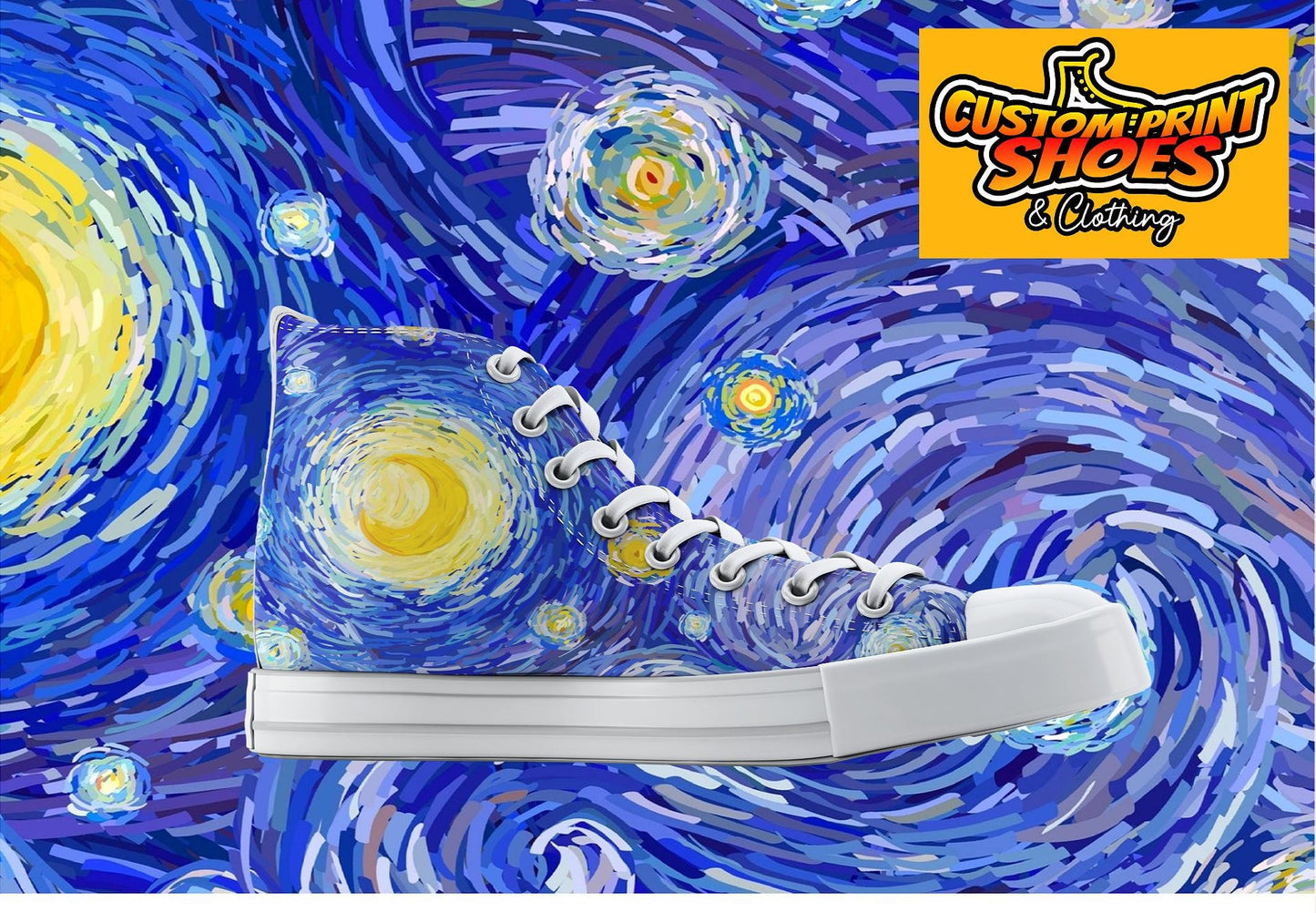 Custom Printed Converse Style Canvas Medium/High Top Trainers Shoes | Artist Inspired Painting | Art Lovers Personalised Gift